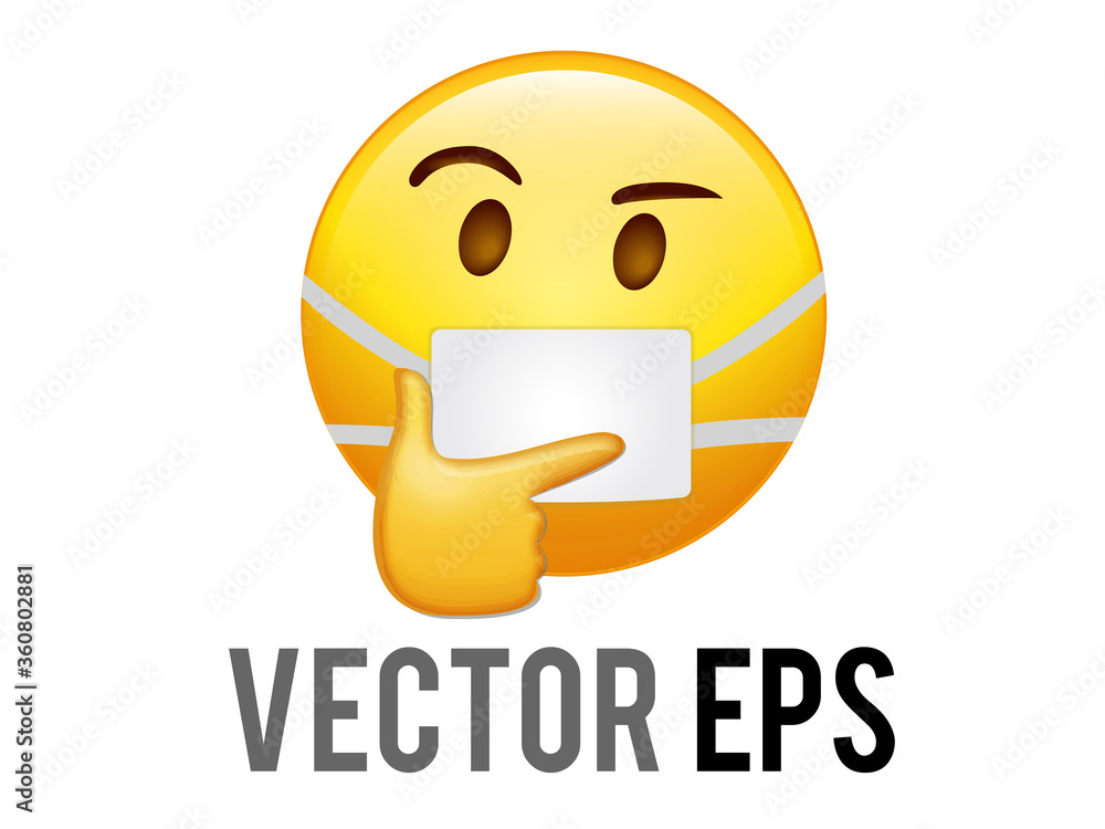Vector yellow considering face with right hand flat emoji icon with mask Vector yellow considering face with right hand flat emoji icon with mask