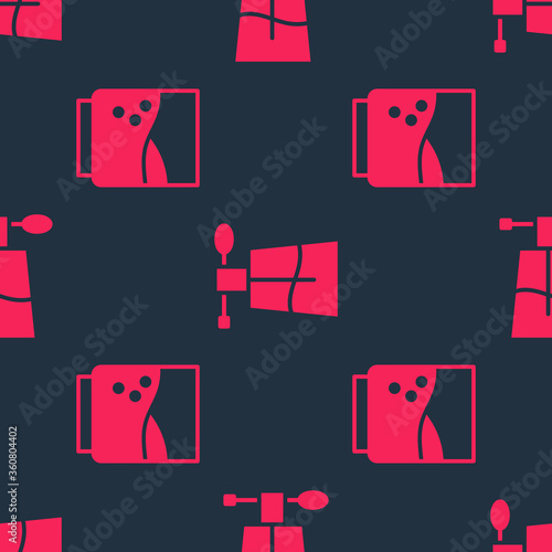 Set Glass with water and Perfume on seamless pattern. Vector