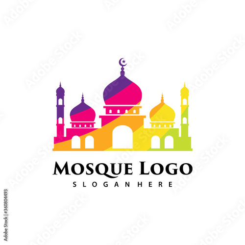 Islamic colorful logo vector, creative muslim design, simple mosque logo design
