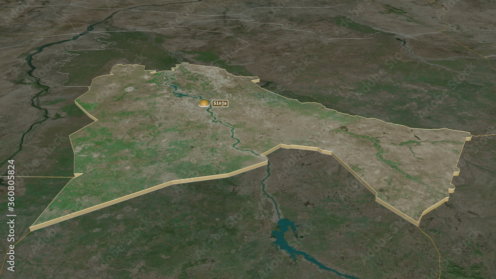 Sennar, Sudan - extruded with capital. Satellite