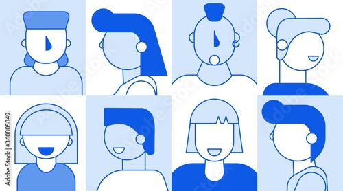 People faces avatar template set for social media