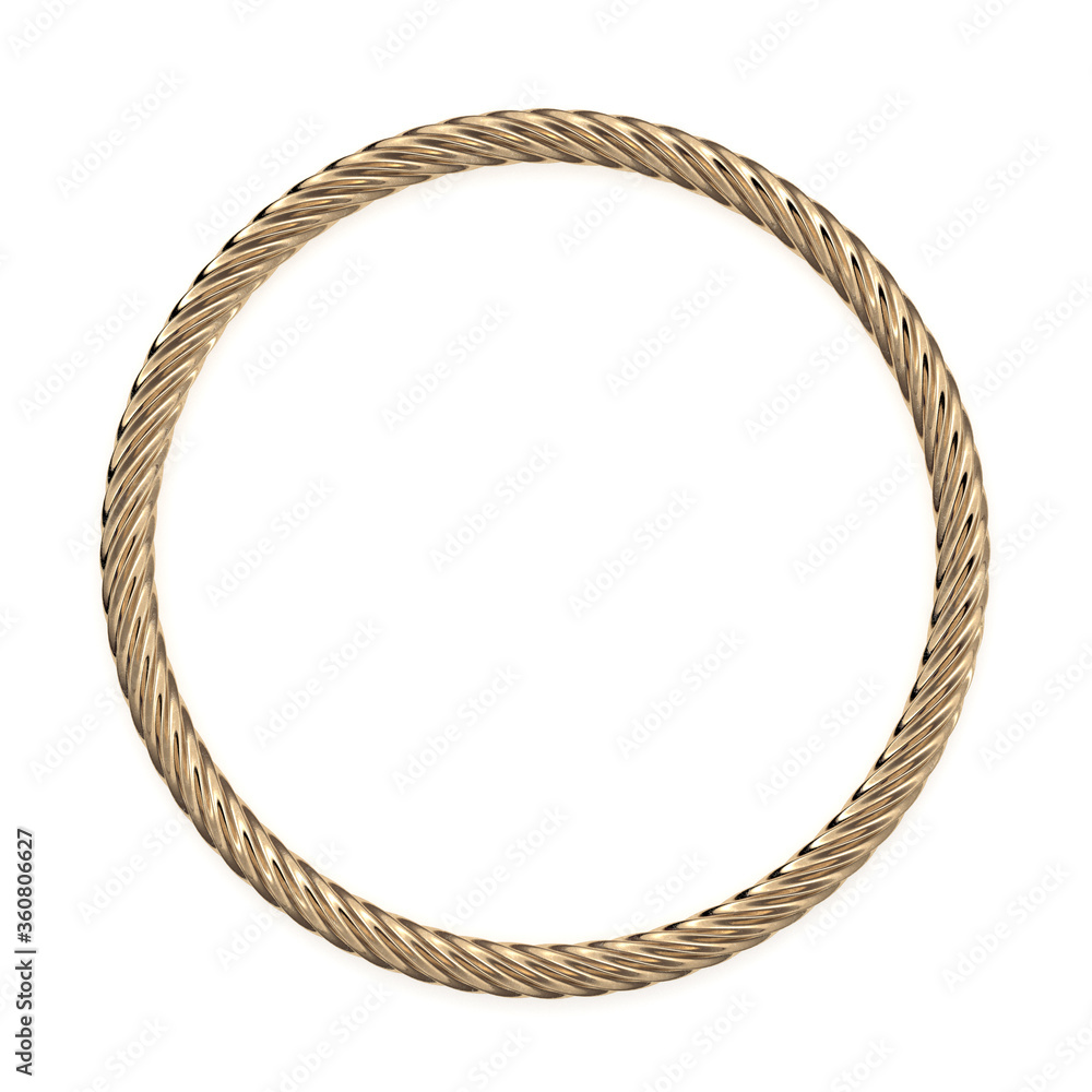 Golden rope circle 3d rendering Golden rope circle 3d rendering