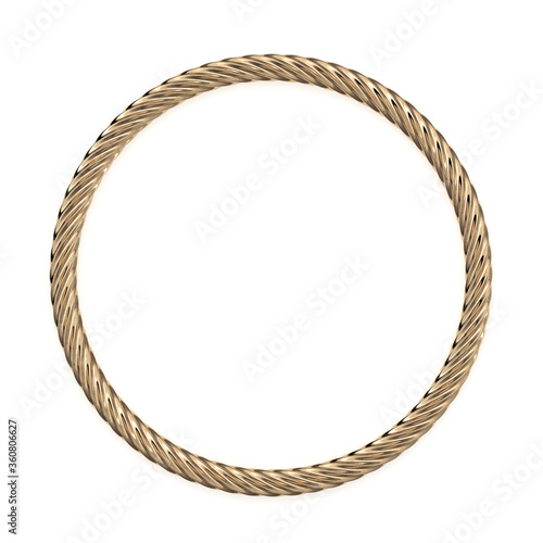 Golden rope circle 3d rendering