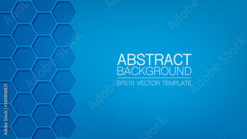 Hexagonal, honeycomb 3D blue abstract vector background, pattern for infographic, business presentation, web, internet, brochure, wallpaper.