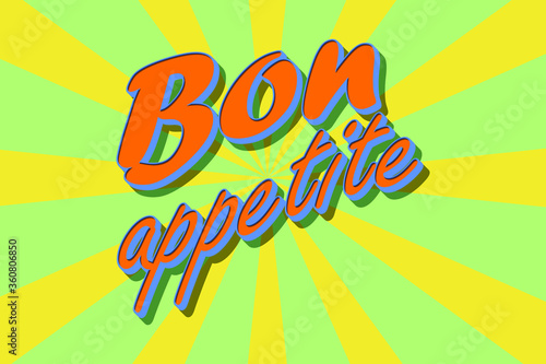 Words of bon appetit on a bright background. Vector image