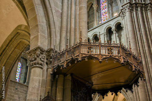 The pulpit inside St. Peter's Cathedral in Geneva
