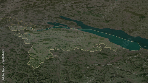 Thurgau, Switzerland - outlined. Satellite photo