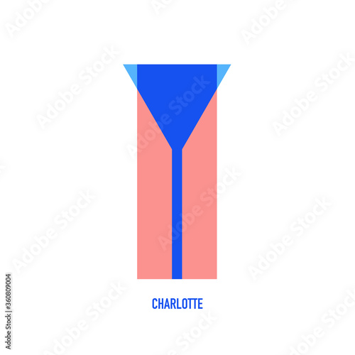 Charlotte landmarks flat logo design.