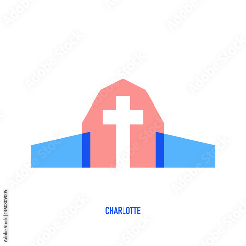Charlotte landmarks flat logo design. 