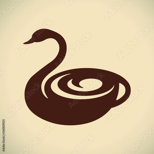 Unique Swan Coffee logo template vector object for logo mark, icon or badge Design. 