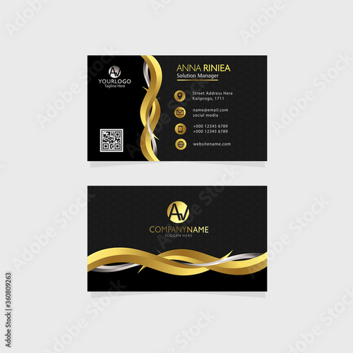 gold business card template design vector. Flat Design Vector Illustration. Stationery Design