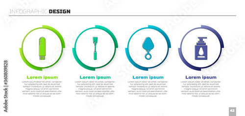 Set Dildo vibrator, Leather whip, Anal plug and Personal lubricant. Business infographic template. Vector
