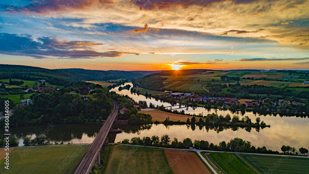 Obraz premium Drone photography during sunset 