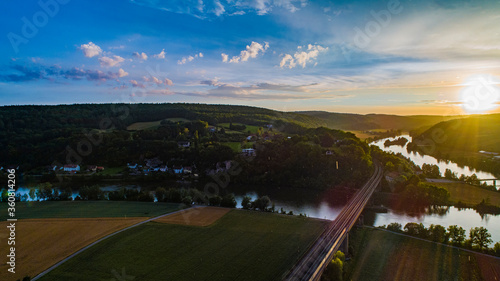 Drone photography during sunset with rain drops