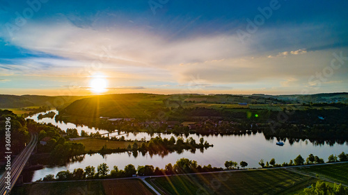 Drone photography during sunset 