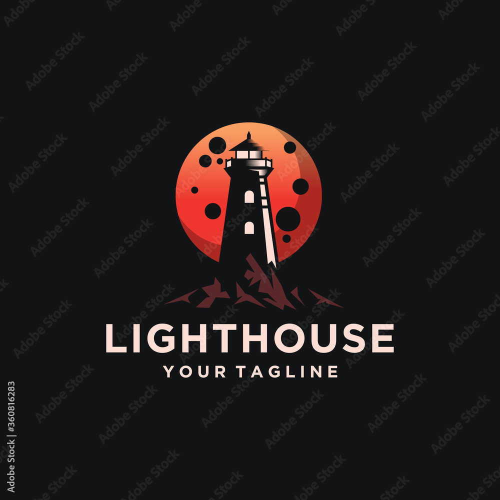 Vintage Lighthouse logo design template illustration