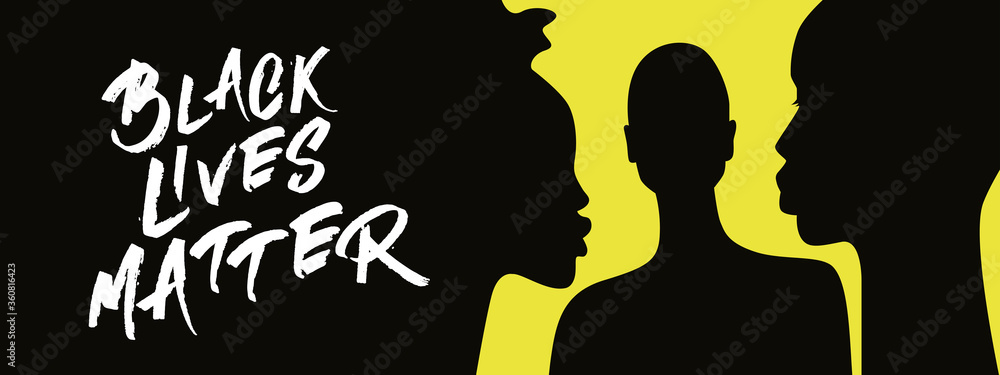 Black lives matter. Campaign against racial discrimination of dark skin color. Graphic design for Social advertising, web banner or t-shirt print. Modern minimalist concept. Fashion design