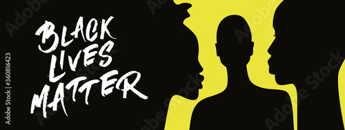 Black lives matter. Campaign against racial discrimination of dark skin color. Graphic design for Social advertising, web banner or t-shirt print. Modern minimalist concept. Fashion design