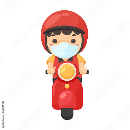 Cartoon Delivery staff Riding a motorcycle Exporting products