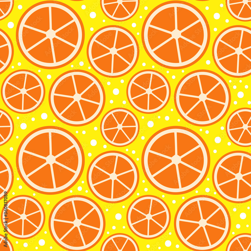 Seamless pattern of slices of an orange. Seamless pattern of slices of an orange.
