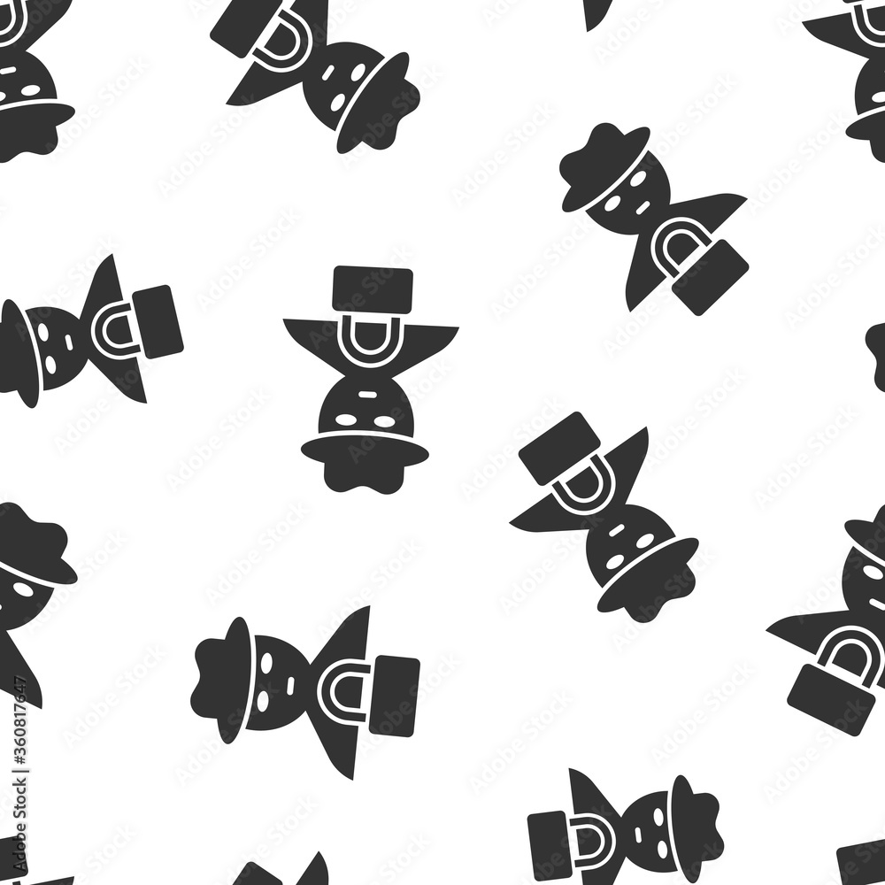 Fototapeta premium Fraud hacker icon in flat style. Spy vector illustration on isolated background. Cyber defend seamless pattern background business concept.