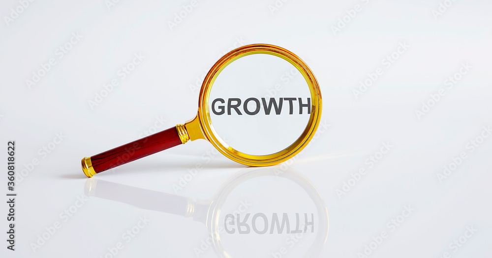 Magnifier with text GROWTH on the white background Magnifier with text GROWTH on the white background