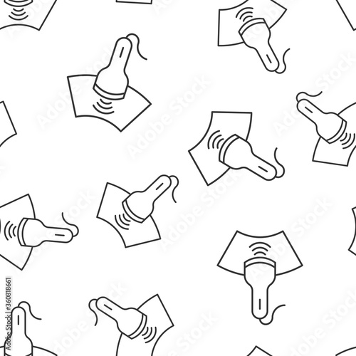 Ultrasound icon in flat style. Scanner equipment vector illustration on white isolated background. Ultrasonic seamless pattern business concept.