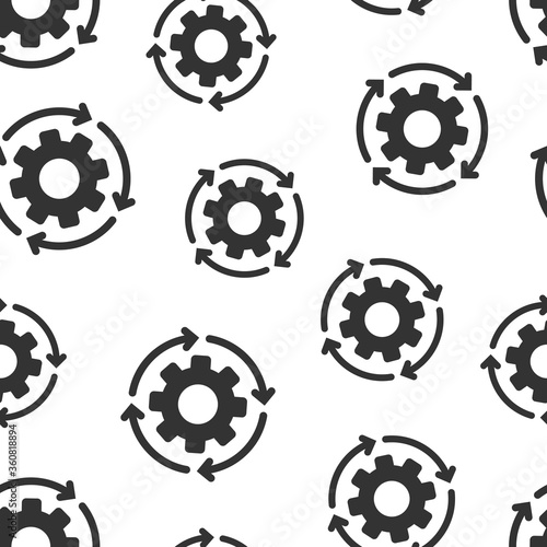 Workflow icon in flat style. Gear effective vector illustration on white isolated background. Process organization seamless pattern business concept.