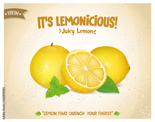 yellow  lemon vector illustration  on brown background