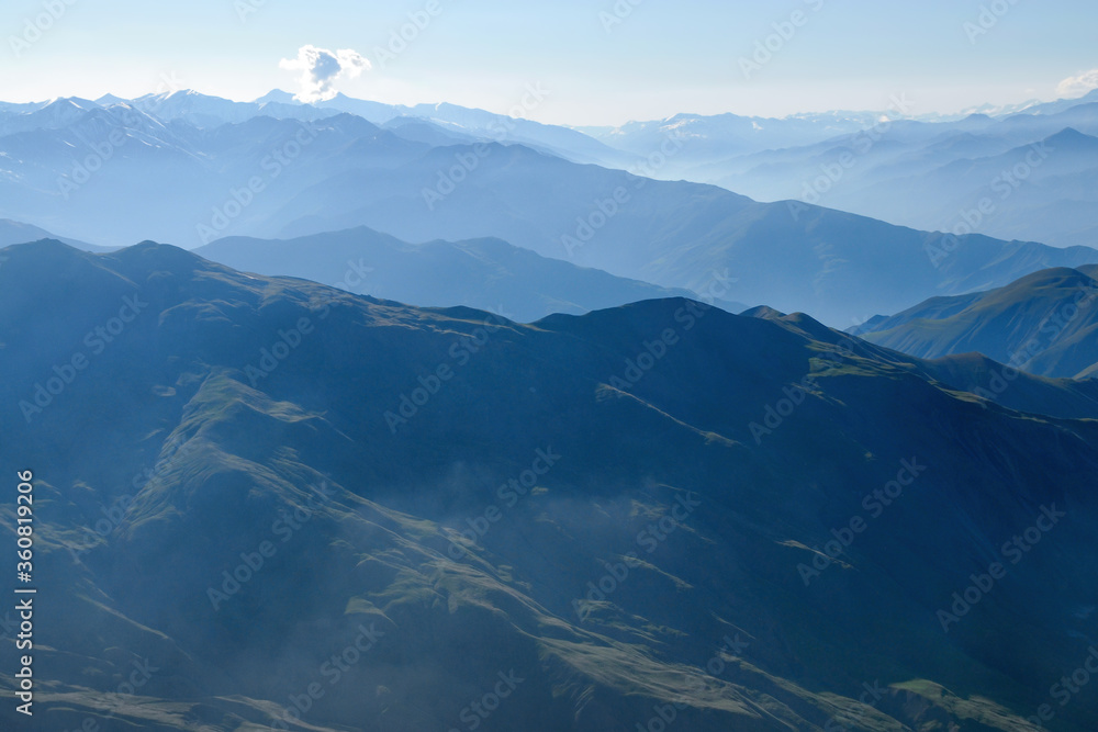 Fototapeta premium Mountainous landscape. View from slope of Mount Shalbuzdag. Dagestan, North Caucasus, Russia.