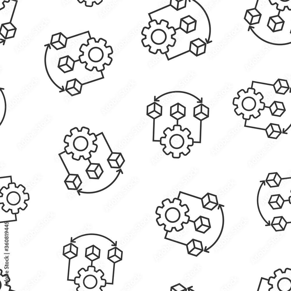 Api technology icon in flat style. Algorithm vector illustration on white isolated background. Gear with arrow seamless pattern business concept. Api technology icon in flat style. Algorithm vector illustration on white isolated background. Gear with arrow seamless pattern business concept.