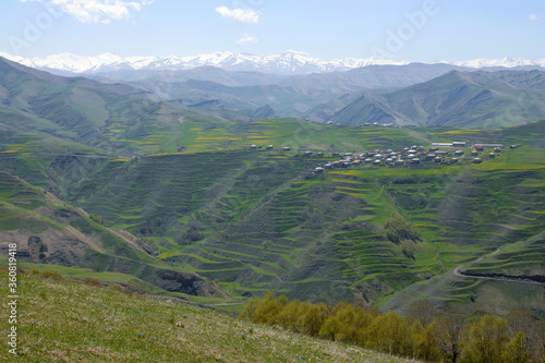 Rural mountainous landscape. Vicinity of Urkarakh village. Dagestan  North Caucasus  Russia.