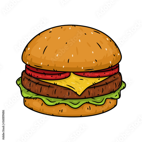 Hamburger. Vector illustration isolated on a white background.