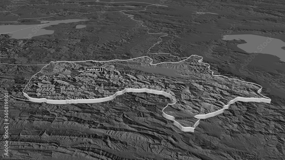 Fototapeta premium Hakkari, Turkey - extruded with capital. Bilevel