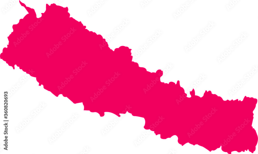 Beautiful Pink color  Vector Illustration of New Nepal Map with white background