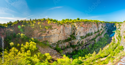 Panoramic view of limestone quarry of Small America (Mala America in czech speak). Czech Republic - Bohemia.