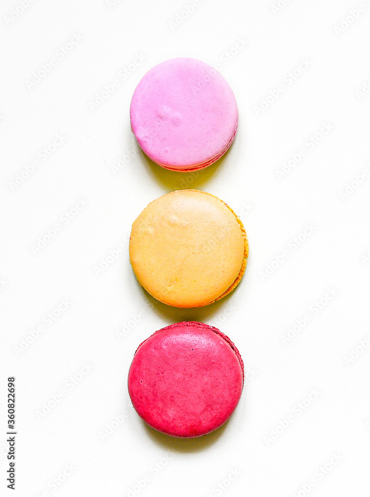 Colorful macarons on white background. Colorful macarons on white background.