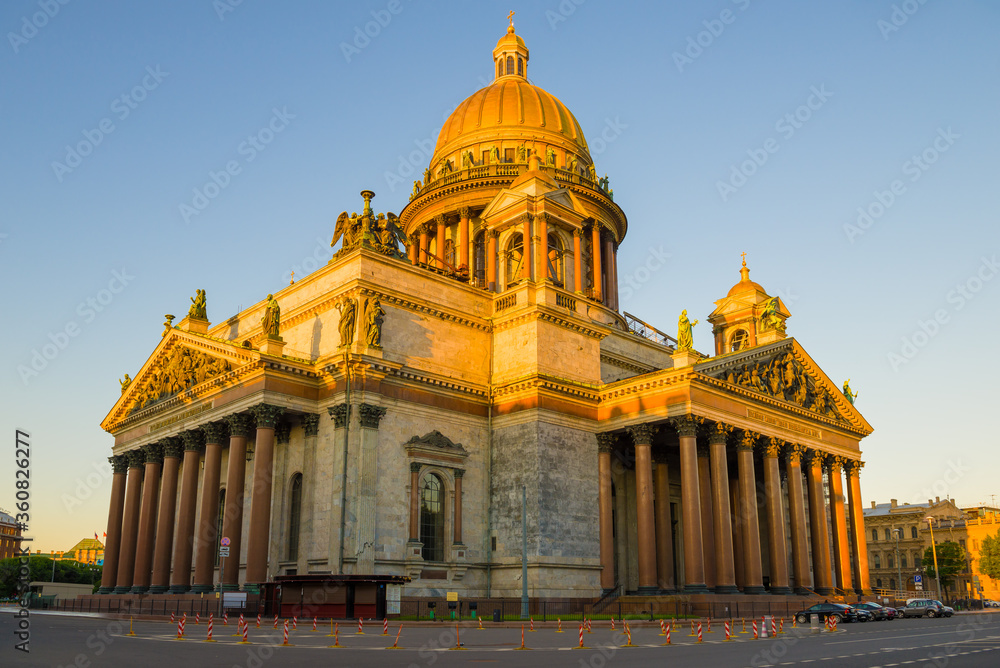 St. Isaac's Cathedral closeup on a sunny June morning. Saint-Petersburg, Russia