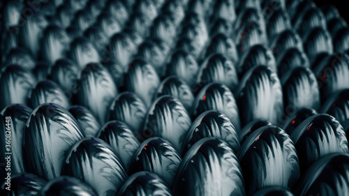 Canvastavla Textured metal cones in 3D highlighted in different colors.
