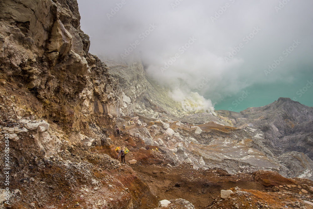 Inside Ijen volcano, Java, Indonesia Inside Ijen volcano, Java, Indonesia