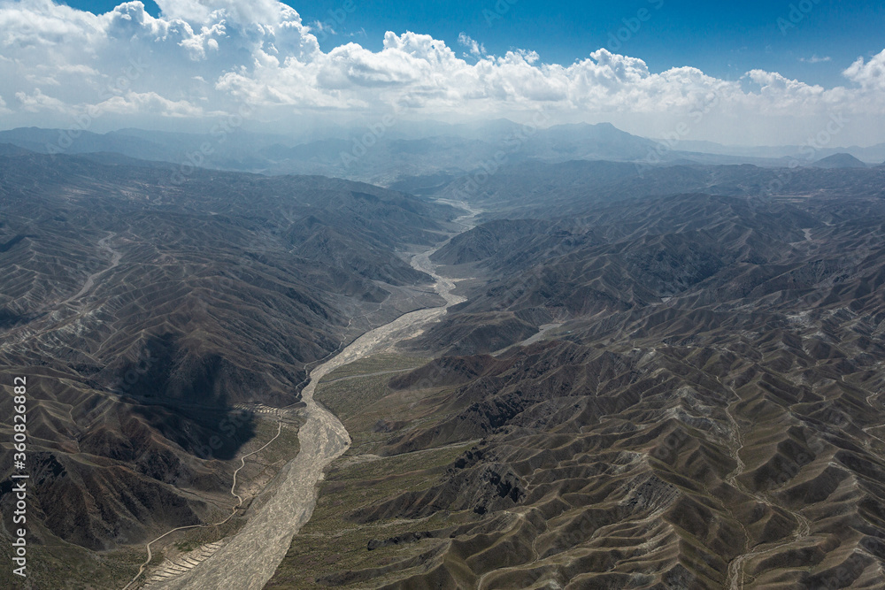 view of the mountains with dry river morphology in Jalalabad region, Afghanistan