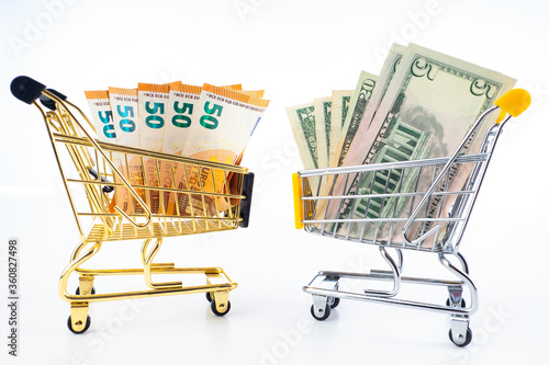 Dollars and euros are in di...