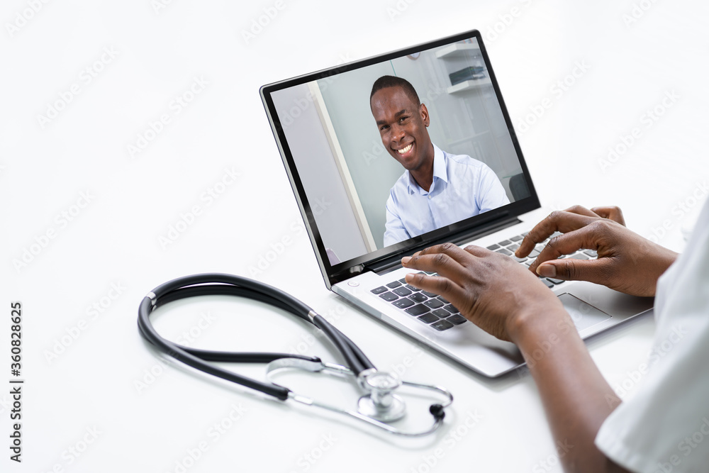 African Doctor In Video Conference Call Talking
