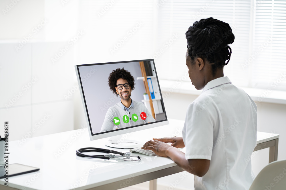 African Doctor In Video Conference Call Talking African Doctor In Video Conference Call Talking