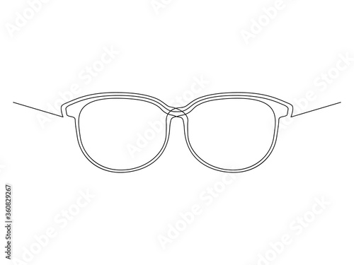 Continuous line glasses vector. One line art sunglasses drawing isolated illustration