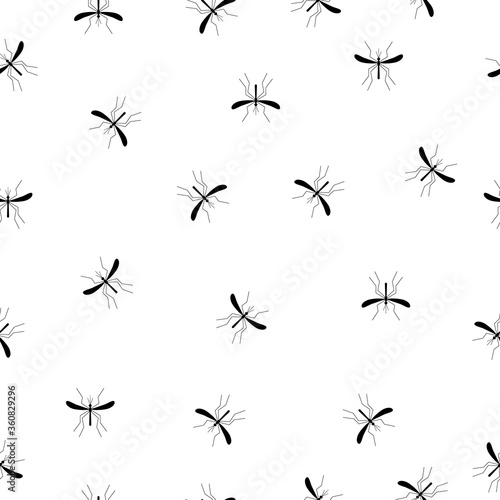 Mosquitoes seamless pattern white background. Zika virus malaria alert vector illustration. © Віталій Баріда