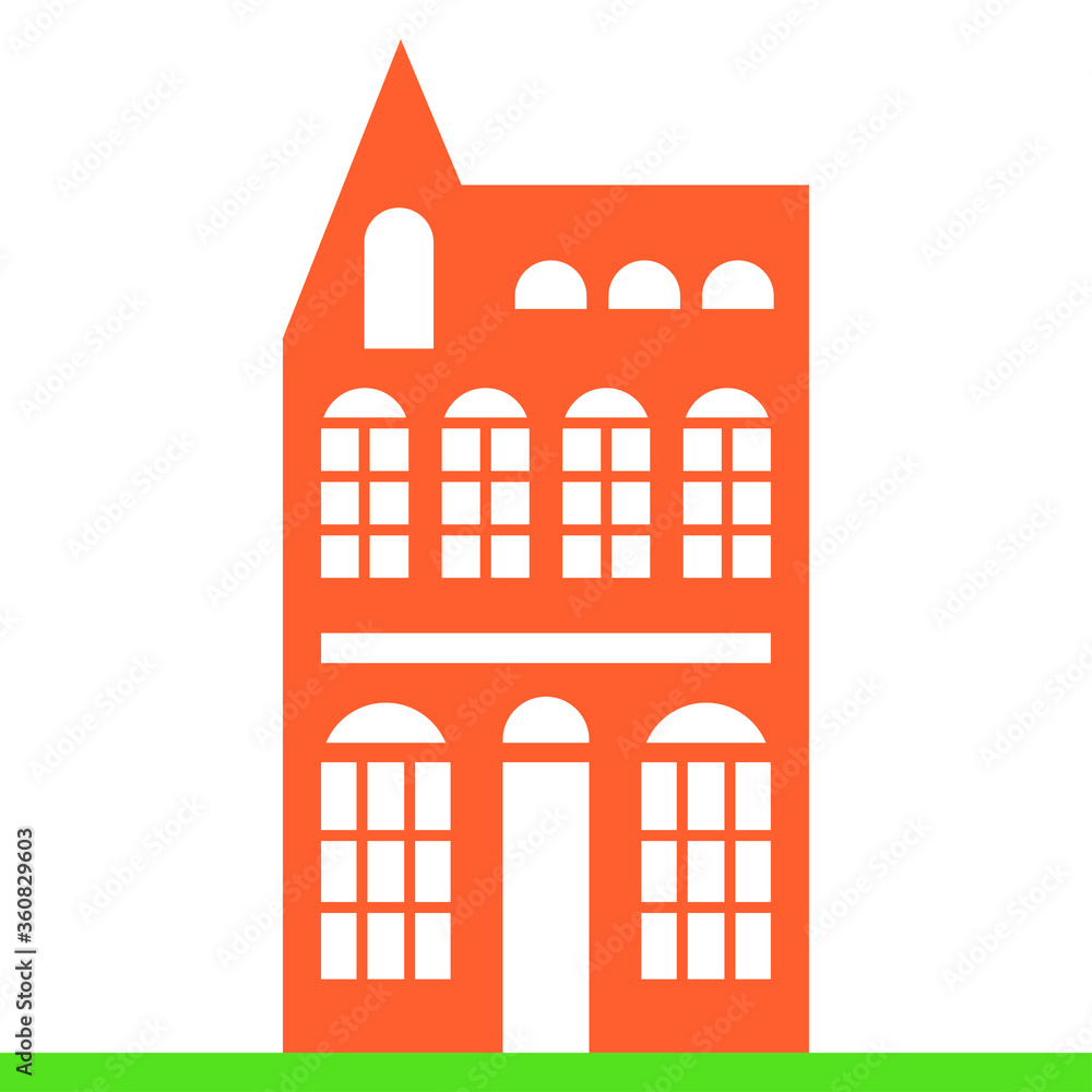 Vector dutch house for concept design. Facade of house in the traditional Dutch style. Amsterdam old building cartoon facade. Traditional architecture of Netherlands. Colorful isolated illustration. Vector dutch house for concept design. Facade of house in the traditional Dutch style. Amsterdam old building cartoon facade. Traditional architecture of Netherlands. Colorful isolated illustration.