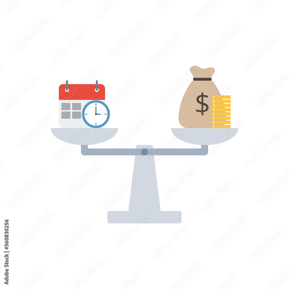 Time and money vector. Scales icon. Time and money vector. Scales icon.