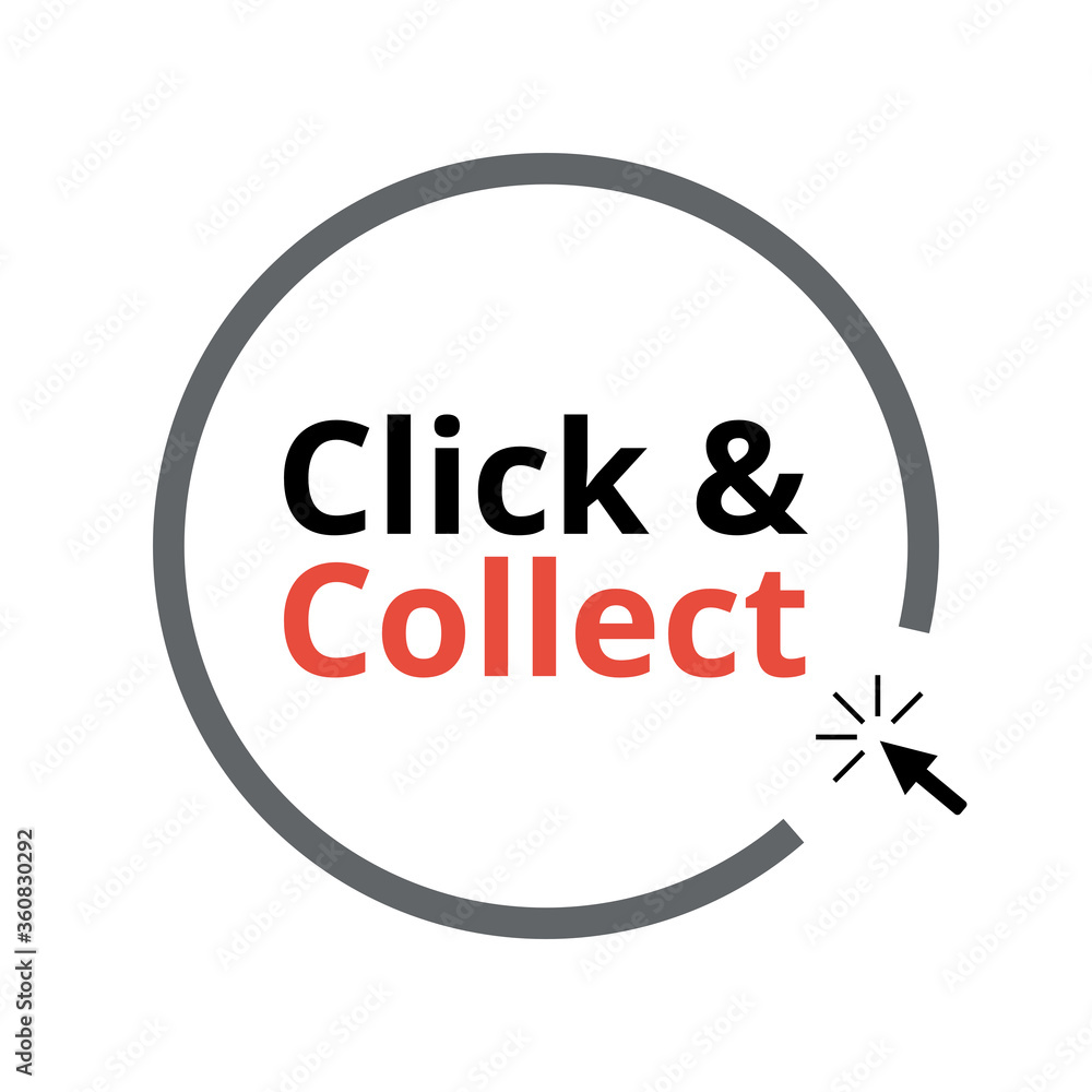 Click and collect vector. Buy online pick up at store. E-commerce and omni-channel concept. Online Shopping. Online to offline concept. Click and collect vector. Buy online pick up at store. E-commerce and omni-channel concept. Online Shopping. Online to offline concept.