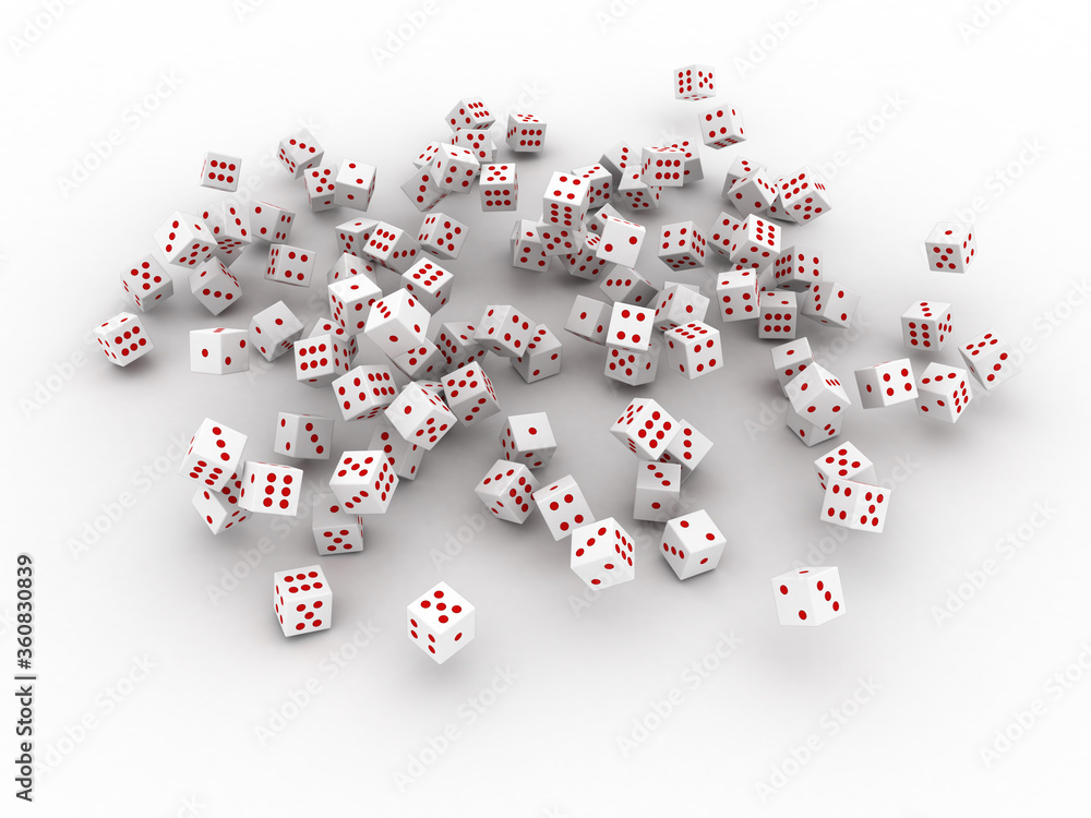 Infinite dices on a plane, original 3d rendering Infinite dices on a plane, original 3d rendering